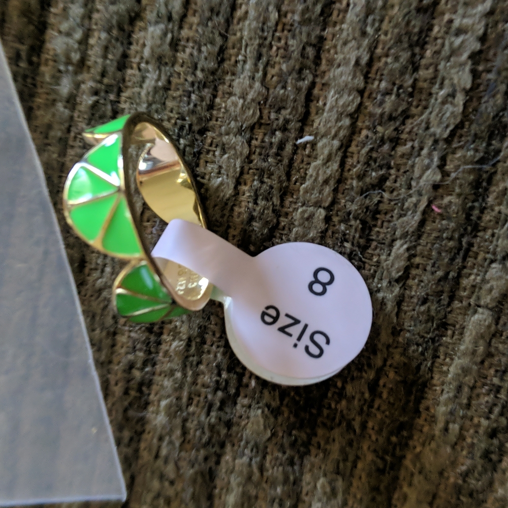 925 Ring size 8 gold plated sterling, enamel Limes